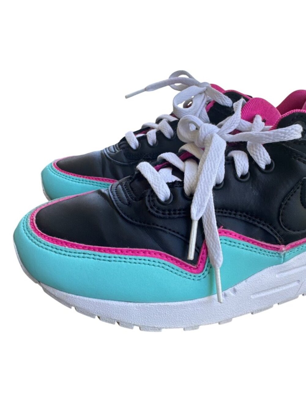 Nike Air Max 1 BV0052-001 Black Pink Aqua Athletic Sneakers Youth 7Y - Picture 13 of 14